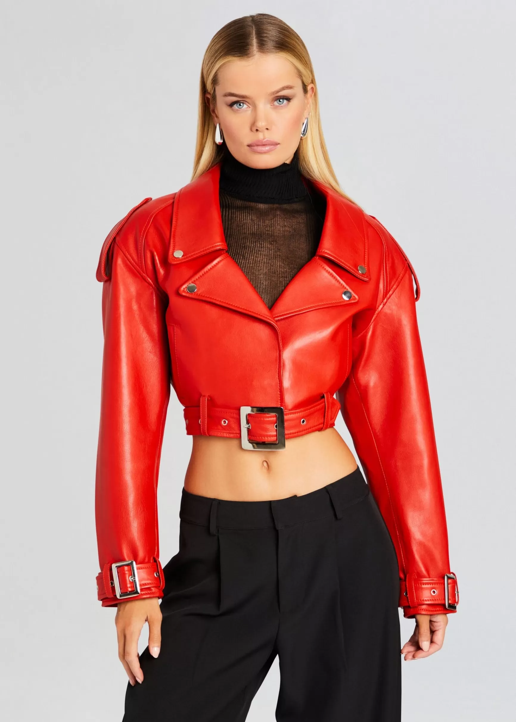 RETROFÊTE*Retrofete Victoria Leather Jacket Fiery Red
