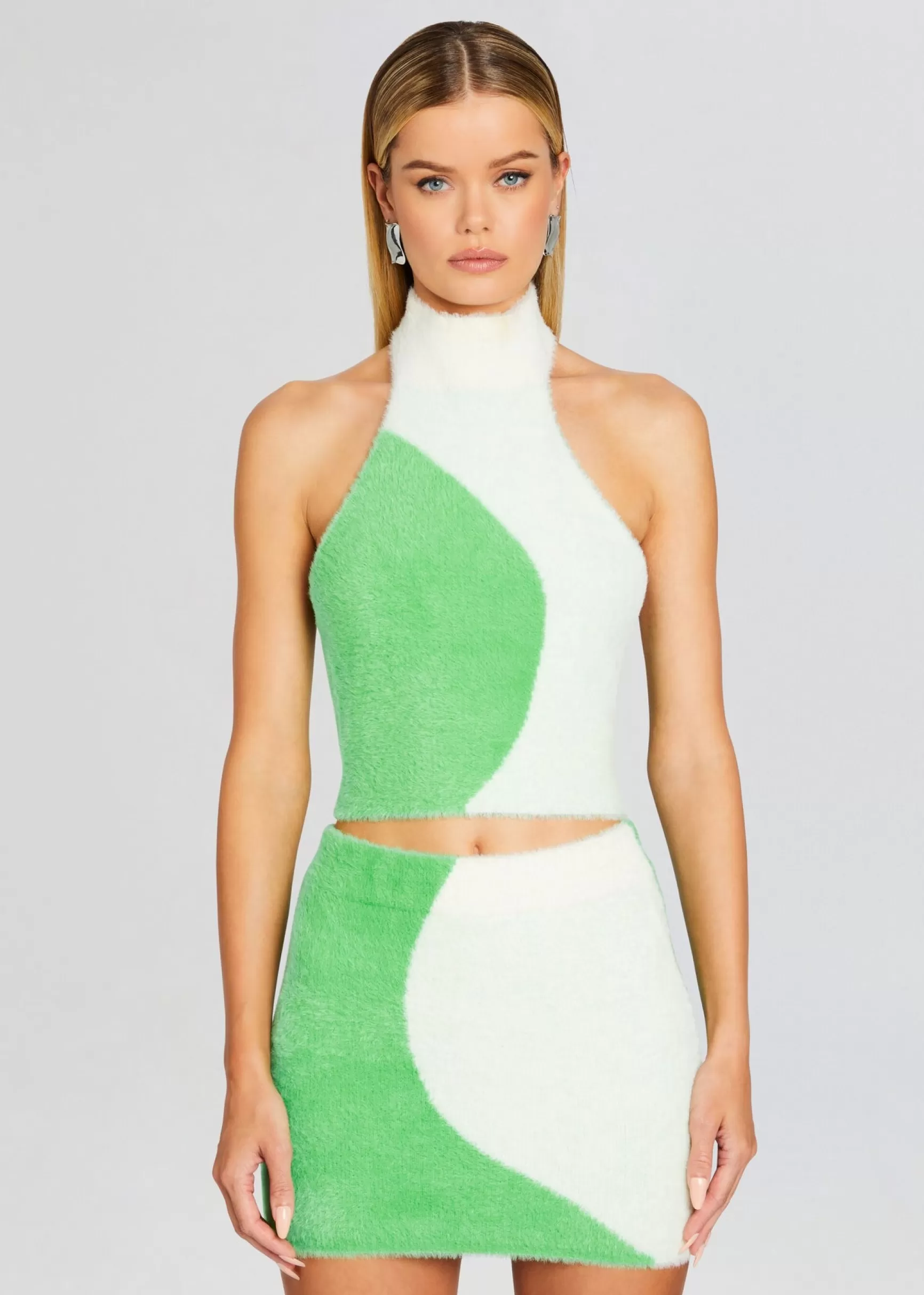 Tops*Retrofete Wilma Fuzzy Crop Top Pistachio/Cream