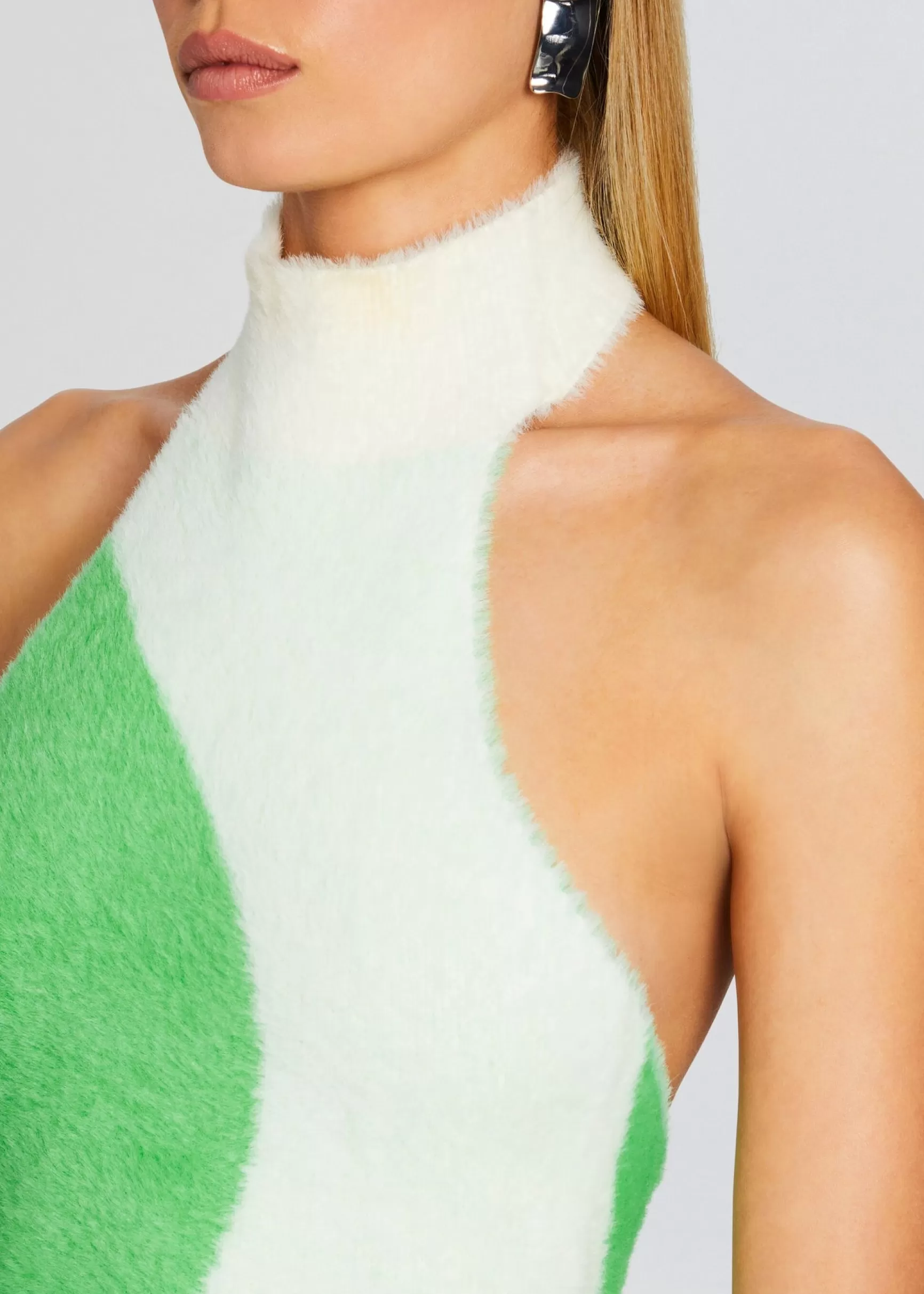 Resort '24*Retrofete Wilma Fuzzy Crop Top Pistachio/Cream