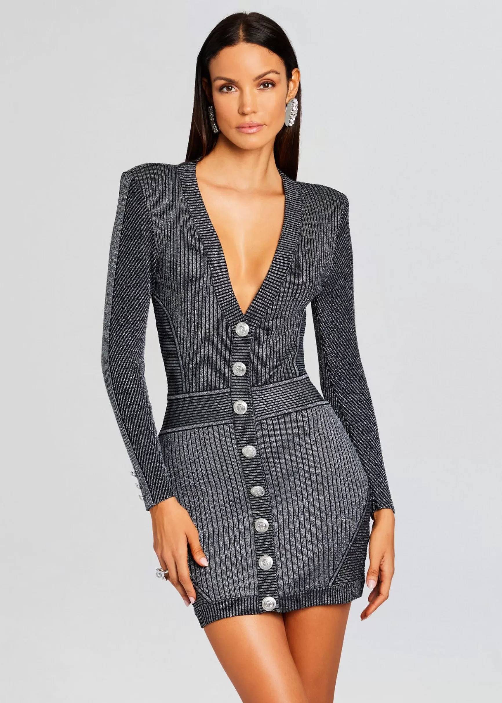 RETROFÊTE*Retrofete Zem Rib Knit Dress Metallic Black/Silver