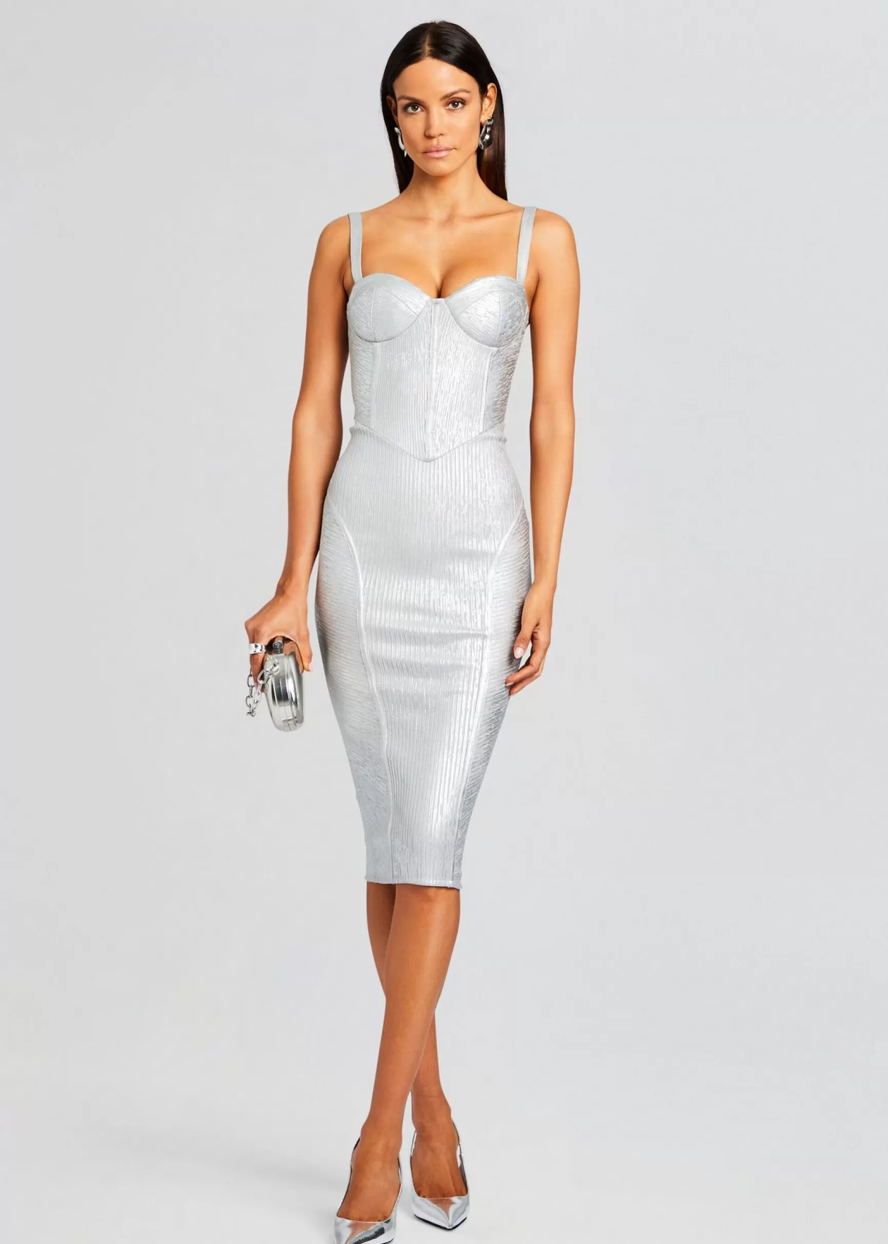 RETROFÊTE*Retrofete Zora Coated Knit Dress Coated Silver